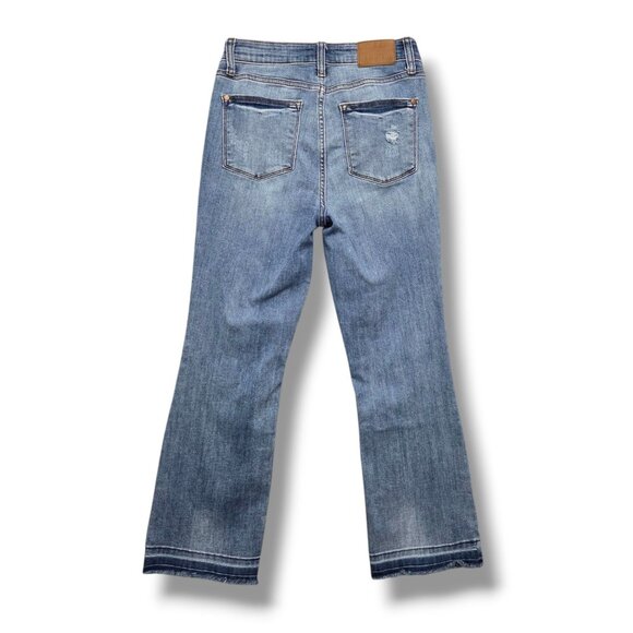 Judy Blue Cropped Bootcut Jeans Womens 28 Release Hem Distressed Mid Rise - Picture 6 of 12